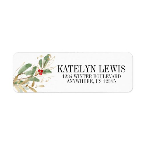 Winter Holly Address Labels Christmas