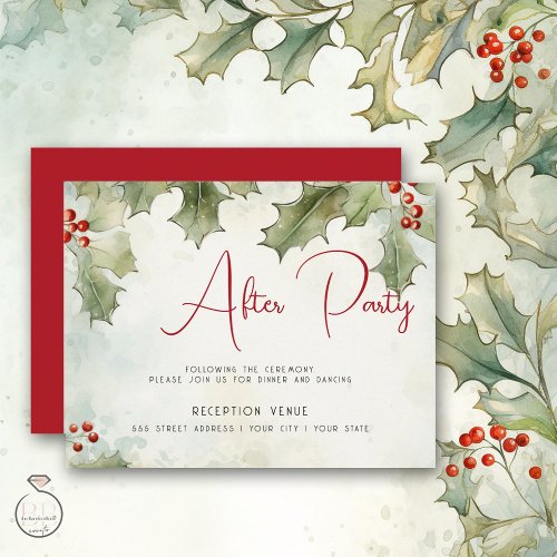 Winter Holly Berries After Party Enclosure Card