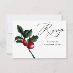 Winter Holly Berry & Greenery with Meal RSVP Card