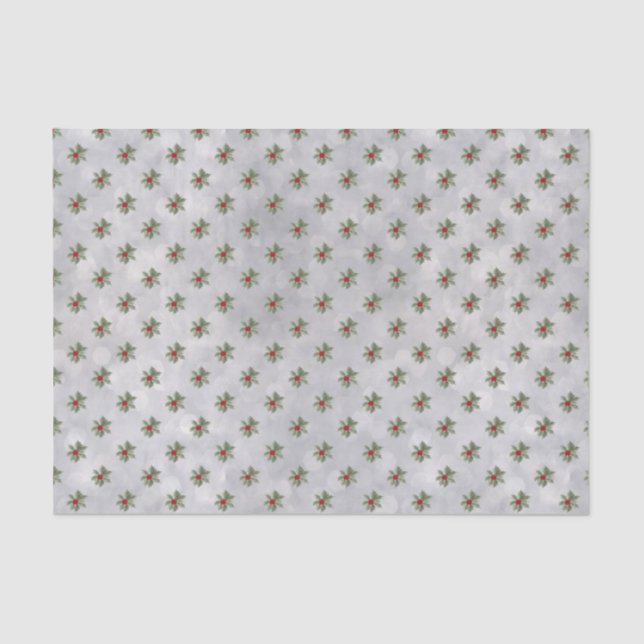 Winter Holly Berry Pattern Tissue Paper (Front)