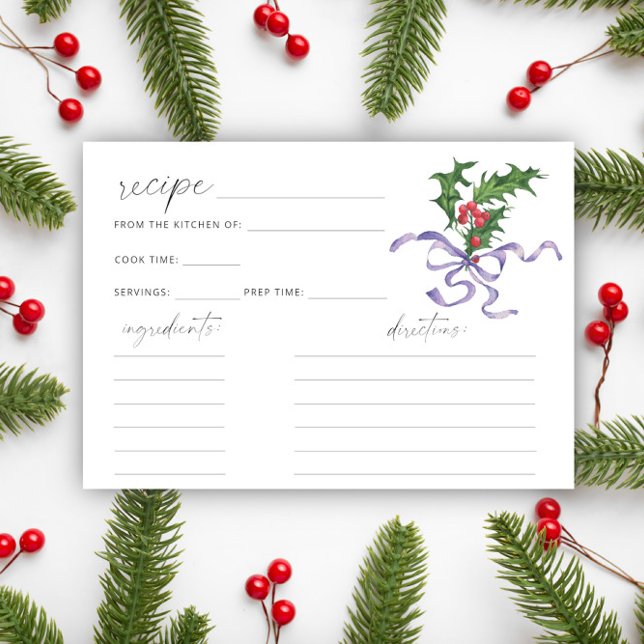 Winter holly branch recipe card (Creator Uploaded)