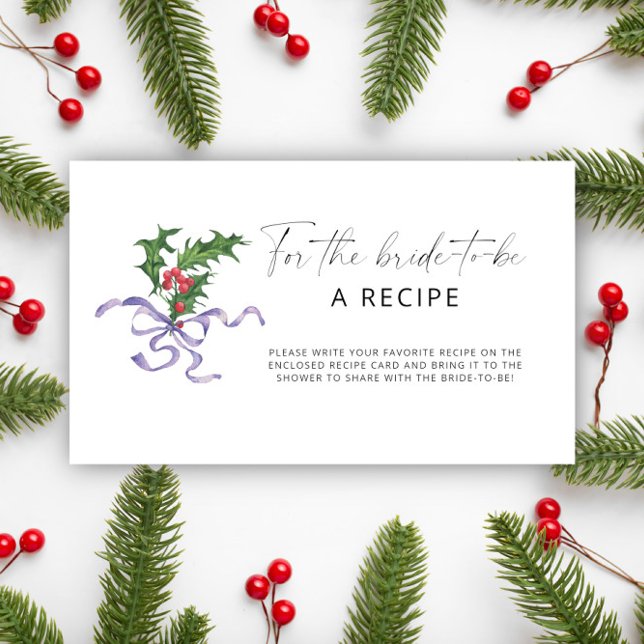 Winter holly branch Recipe for the bride to be Enclosure Card (Creator Uploaded)