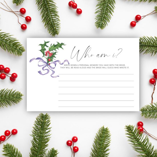 Winter holly branch Who am I bridal shower game Stationery (Creator Uploaded)
