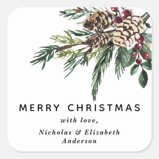 Winter Holly Christmas Sticker  (Front)