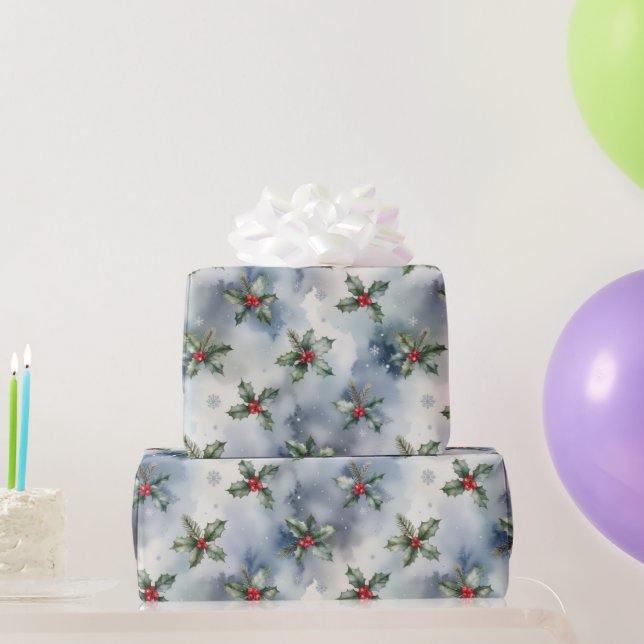 Winter Holly Christmas Wrapping Paper (Party Gifts)