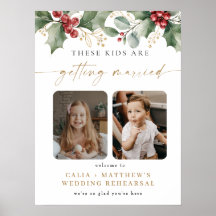 Winter Holly Kids Getting Married Rehearsal Dinner