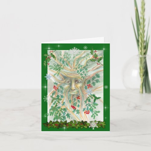 Winter Holly King Yule Card