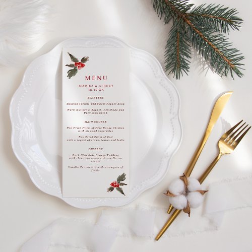 Winter Holly Wedding Menu