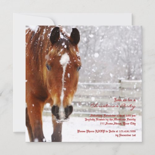 Winter Horse Christmas Party Personalized Invites