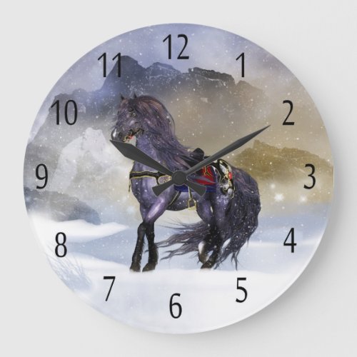 Winter Horse Equine Art Wall Clock