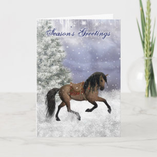 Winter Horse, Equine Fantasy Holiday Greetings Card