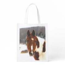 Winter Horse Front and Back Grocery Bag