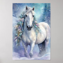 Winter Horse with Flowers