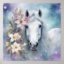 Winter Horse with Flowers Poster2