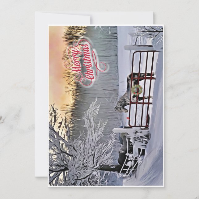 Winter horses Christmas card (Front)