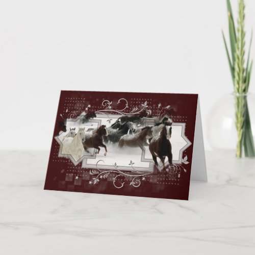 Winter Horses Greeting Card