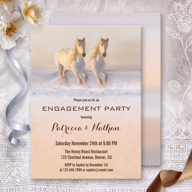 Winter Horses in Snow Engagement Party Invitation (Creator Uploaded)