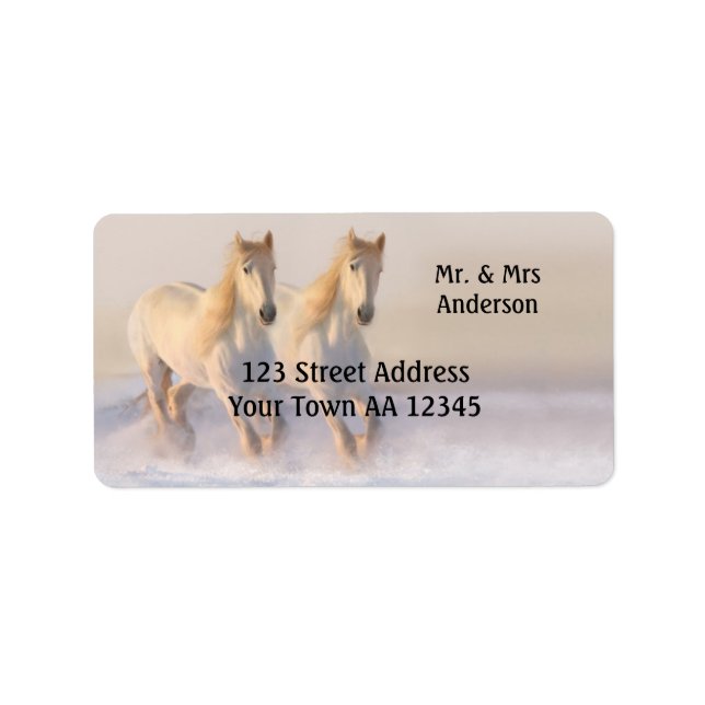 Winter Horses in Snow Wedding Address Label (Front)