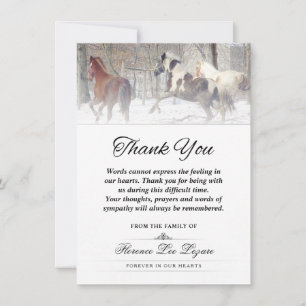 Winter Horses Thank You Sympathy Words Card
