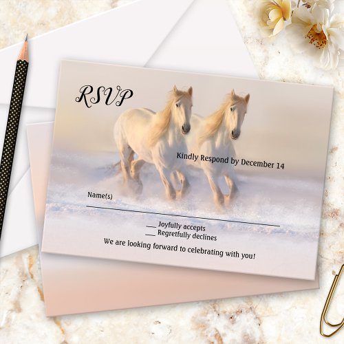 Winter Horses Wedding RSVP Card