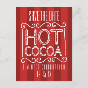 Winter Hot Cocoa Party Save the Date Red Announcement Postcard