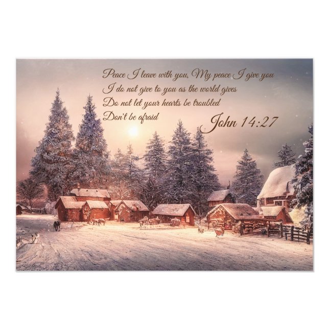 Winter house forest - John 14:27 Bible Verse Photo Print (Front)
