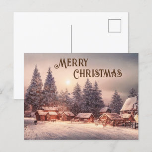 Winter house forest - Merry Christmas Postcard