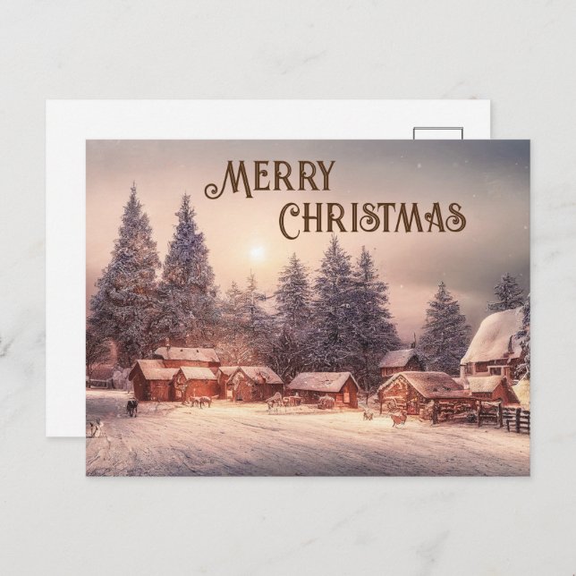 Winter house forest - Merry Christmas Postcard (Front/Back)