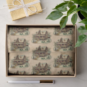 Winter House Home Antique Victorian Parchment  Tissue Paper