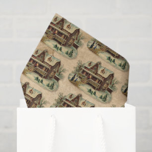 Winter House Home Antique Victorian Parchment Tissue Paper