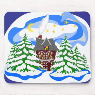 Winter house in the forest mouse pad