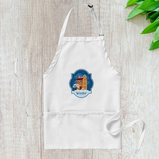 Winter House In The Snow Adult Apron (Creator Uploaded)