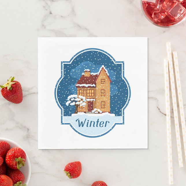 Winter House In The Snow Napkins (Creator Uploaded)