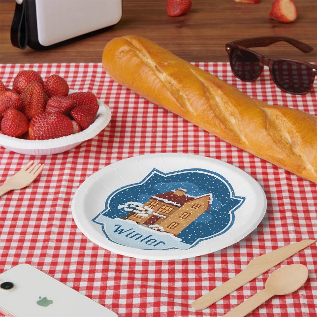 Winter House In The Snow Paper Plates (Creator Uploaded)