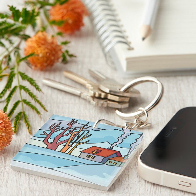 Winter House Landscape Keychain (Creator Uploaded)