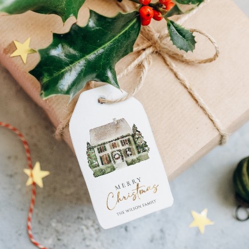 Winter House Merry Christmas  Gift Tags