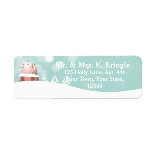 Winter House On Hill Address Labels