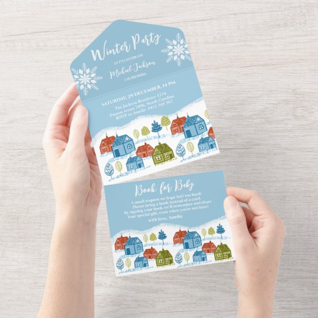 Winter houses Birthday Party Baby Invitation (Tearaway)
