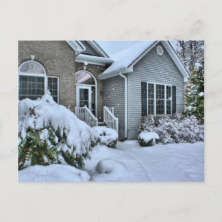 Winter houses postcard