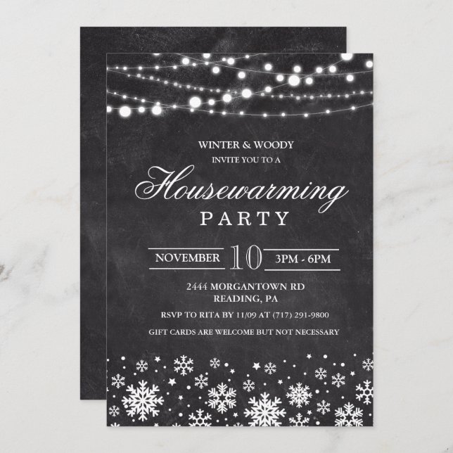 Winter Housewarming Party Invitation (Front/Back)