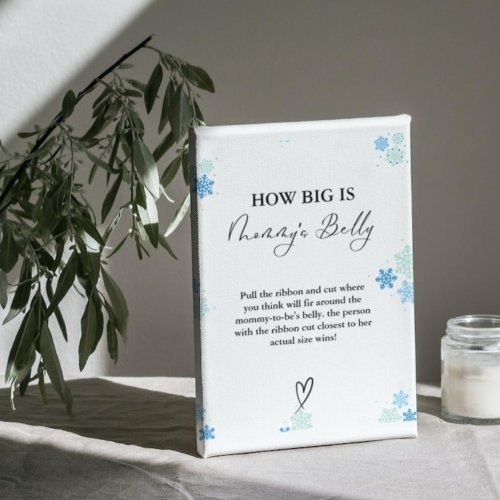 Winter How Big is mommys belly Baby Shower Game  Pedestal Sign