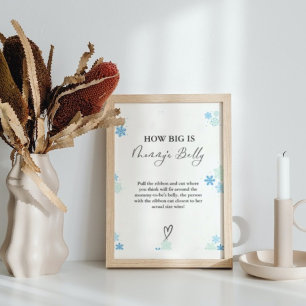 Winter How Big is mommy's belly Baby Shower Game Poster