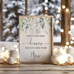 Winter how many kisses bridal shower game poster<br><div class="desc">Winter eucalyptus "How many kisses for the soon to be Mrs" bridal shower game.
Matching items available.</div>