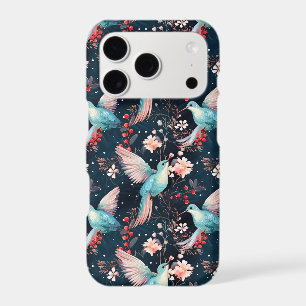 Winter Hummingbirds Pattern iPhone 17 Pro Case