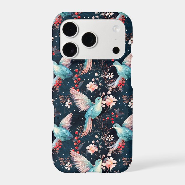 Winter Hummingbirds Pattern Case-Mate iPhone Case (Back)