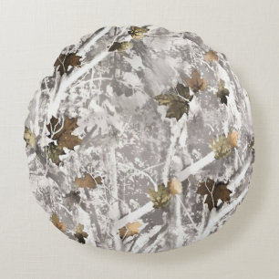 Winter Hunting Camouflage Look Round Pillow