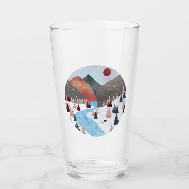 Winter Hunting Fox Glass (Front)