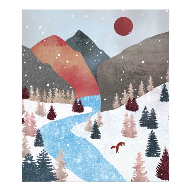 Winter Hunting Fox Photo Print (Front)