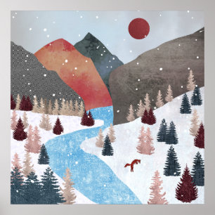 Winter Hunting Fox Poster