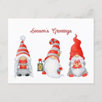 Winter Hygge Cute Christmas Gnomes   Holiday Postcard by XmasMall at Zazzle